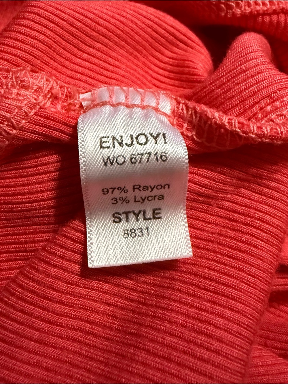 Michael Stars OS One Side Coral Ribbed Stretch Soft 3/4 Sleeve Tunic Top - Picture 5 of 5
